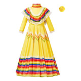 Vestido Tradicional De Jalisco Para Niñas, Estilo Mexicano