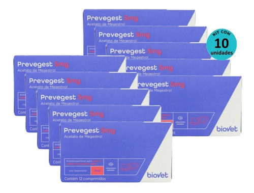 Kit Preve-gest Biovet 5mg C/ 12 Comprimidos C/ 10 Unidades