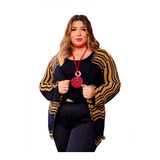 Kimono Plus Size Zig Zag Casaco Cardigan Reto Aberto Luxo