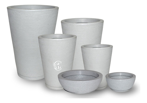 Kit 4 Vasos Luxo Decor Planta Casa Jardim Com Bacias+pratos