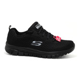 Tenis Dama Deportivo Skechers Negro Memory Foam Confort