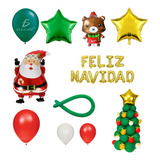 Set Conjunto Globos Navideños Santa Claus Oso Árbol Navidad