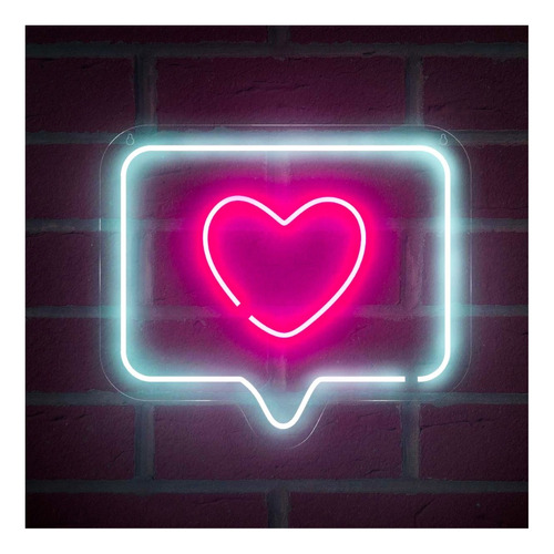 Painel Neon Led Like Instagram Iluminação Branco E Rosa 30cm Cor Branco Rosa 110v/220v