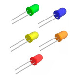 100pz Leds Difusos De 5mm  Amarillo Verde Rojo Azul Naranja