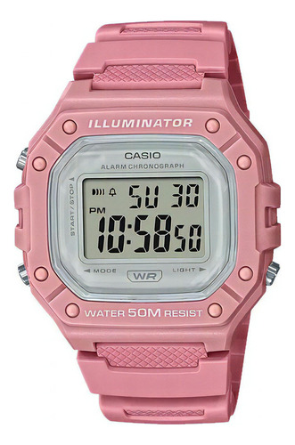 Reloj Hombre Digital Cronometro W218h Alarma Calendario Color De La Malla Rosa Color Del Bisel Negro Color Del Fondo Gris