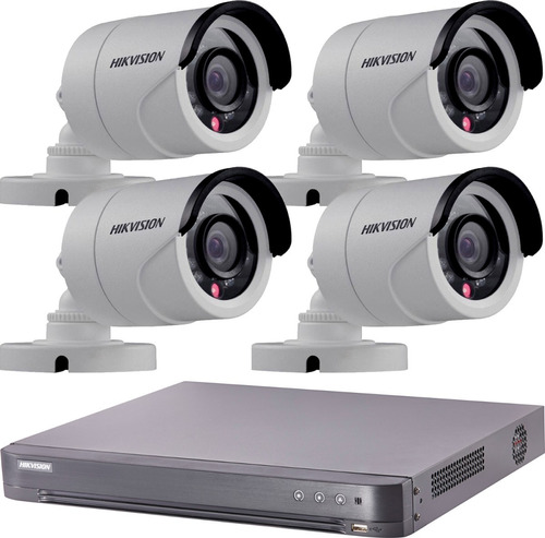 Kit Seguridad Hikvision Grabacion Full Hd 1080p Dvr 8 + 4 Camaras 2mp Exterior Infrarrojas + Ip Visualiza X Celular