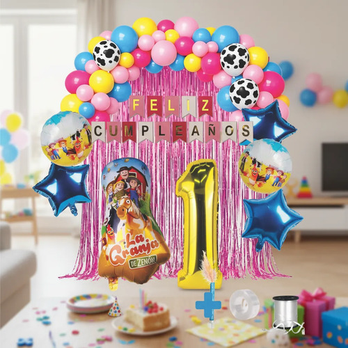 Globos Kit Decoración Cumpleaños Granja Zenon Niña | MercadoLibre