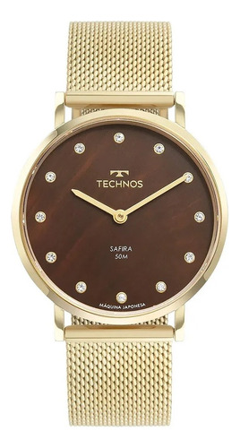 Relógio Feminino Technos  Safira Dourado  50 Metros 