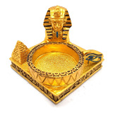 Incensário Vareta Egípcio Esfinge Com Porta Velas Dourado P