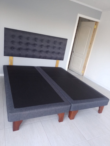 Base De Cama Europea King Dividida + Respaldo Capitone