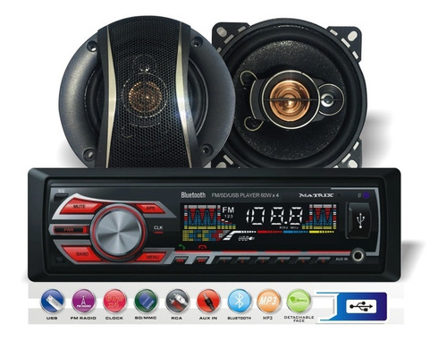 Combo Stéreo Usb Sd Radiobluetooth + Parlantes 4 