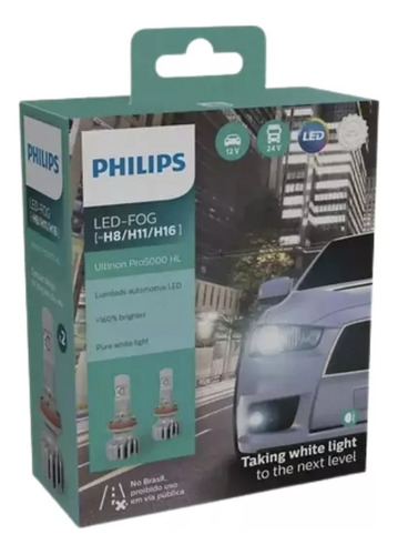 Lâmpada Ultra Led Philips P/ Neblina 6200k Branca H8 H11 H16