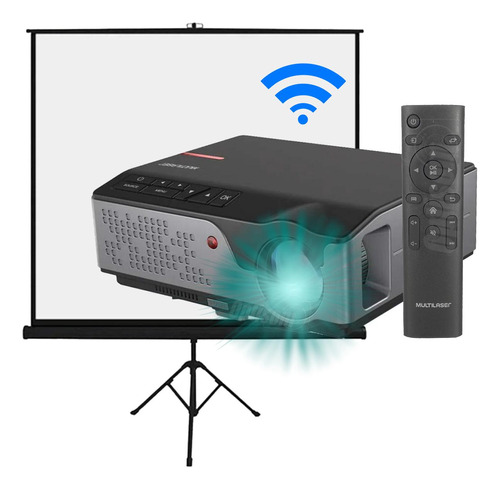 Kit Projetor Wifi Multilaser Pj004 4500lm E Telão Com Tripé