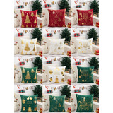 Fundas De Cojín Navideña Pack X4 Estampado Navidad 45x45 Cms