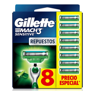 Repuestos Para Afeitar Gillette Mach3 Sensitive 8 Unidades | Envío gratis
