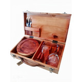 Set Asado Plato Madera Copa Cubiertos Estuche