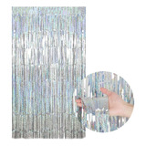 Cortina Decorativa Metalizada Holográfica 1x2m - Prata