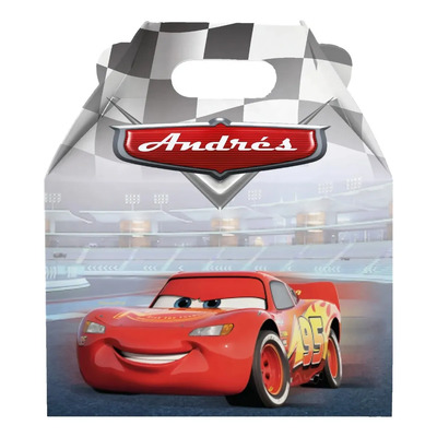 60 Cajas Dulceros Chica Cars Personalizada Bolo Aguinaldo Cars Autodromo
