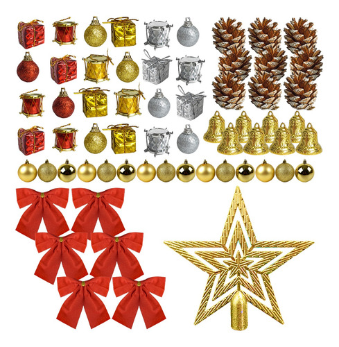 Kit 148 Acessórios Enfeite Árvore De Natal Bolinha Decoração