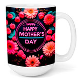 Taza Grande Regalo Dia Madres Happy Mother Day Neon Flores