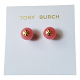 Aretes Tory Burch Perla Rosa Con Logo Dorado