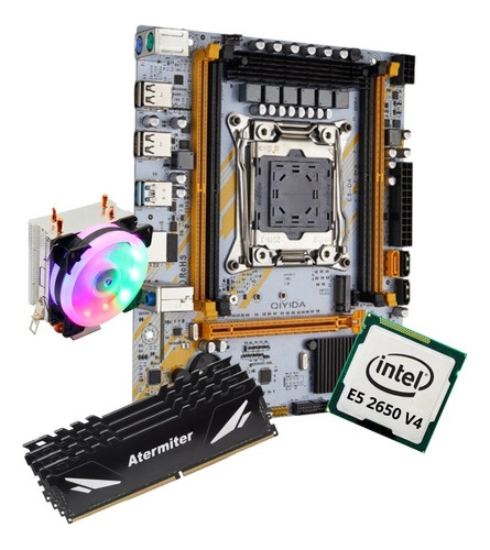 Kit Gamer Placa Mãe X99 Qiyida Ed4 Xeon E5 2650 V4 64gb + Co