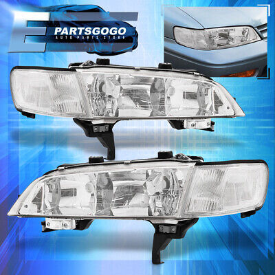 For 94-97 Honda Accord Cb Jdm Chrome Headlights + Clear  Aac