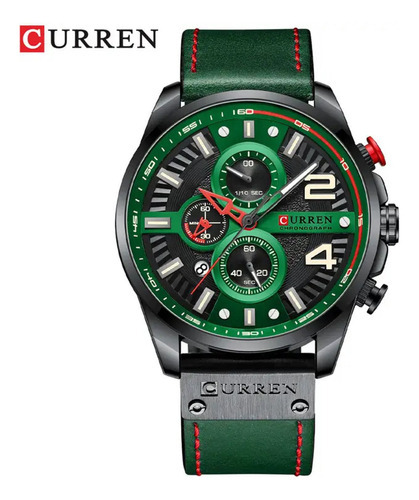 Reloj Para Hombre Curren 8393 8393 Verde Color De La Correa Negro