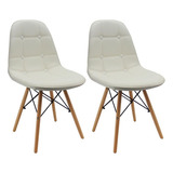 Kit Por 2 Silla Dkr Botones Tipo Eames - Blanca Muo