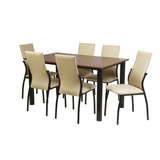 Juego Cocina Comedor Mesa 1.40 + 6 Sillas Pintadas Praga C6