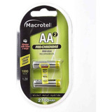 Macrotel Pilas Recargables Precargadas Aa 2700mah 2 Un.