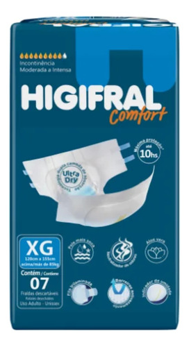 Fralda Geriátrica Adulto Comfort Tam Xg C07 Und  Higifral