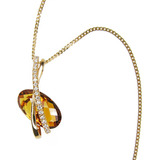 Collar Con Dije Pendant Citrine Diamantes  - Free Watch