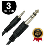 Cabo P10 X P2 Estéreo 3 Metros Audio Auxiliar Profissional