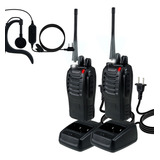 Set De 2 Radios Interphone H606 Walkie Talkie Uhf 16 Canales Color Negro