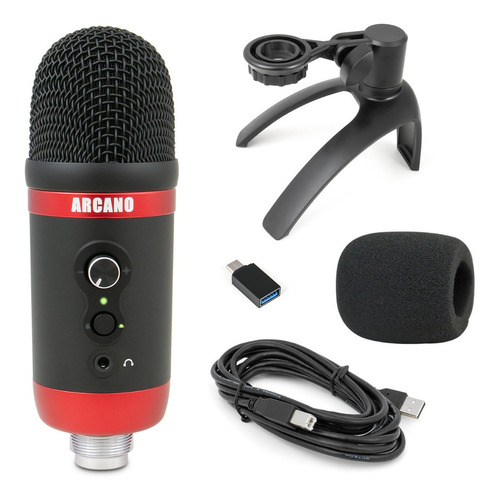 Microfone Condensador Usb Arcano Arc-ball Nred C/ Tripé