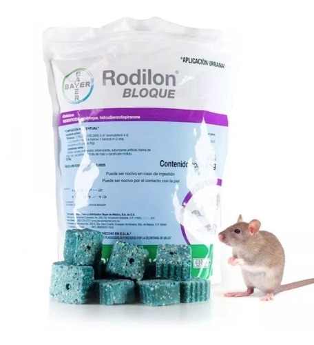 Veneno Ratas Caja 10 Pzs Rodilon Bloque De 1 Kg Bayer