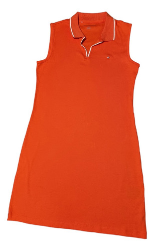 Vestido Naranja Manga Corta Original Tommy Hilfiger