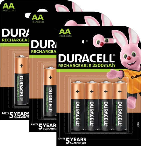 12 Pilhas Aa Recarregáveis Da Duracell 2500mah