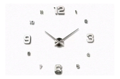 Reloj De Pared 3d Tamaño Mini 50 X 50 Cm Color Plateado