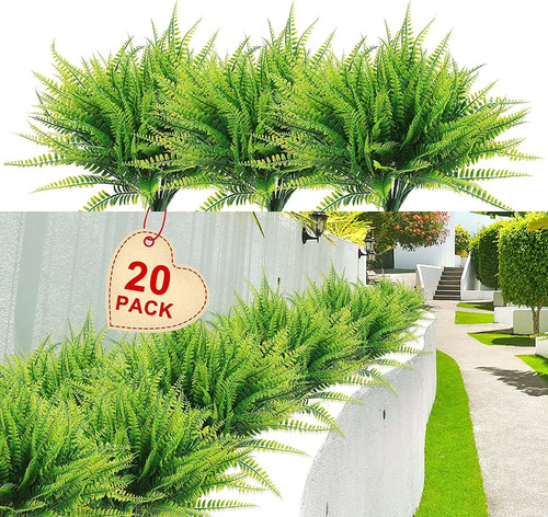 Pack De 20 Plantas Artificiales De Helechos Boston - Verde