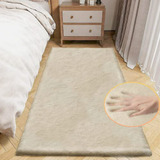 Alfombra Peluda Falsa Conejo Beige 2x6 Hogar.