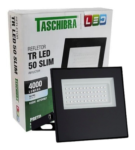 Refletor Led 50w 6500k Branco Frio Ip65 Bivolt - Taschibra