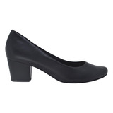 Sapato Feminino Salto Couro Conforto Usaflex Q6692 Preto