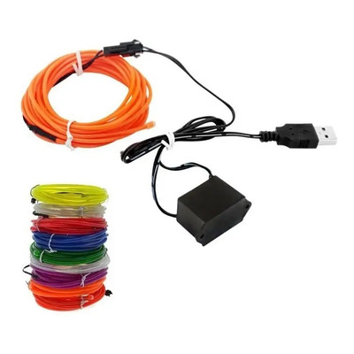 Wire Hilo 5m Luminoso Luz Neon Dj Cable Tron Led Usb Inverso | Envío gratis