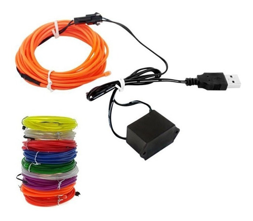 Wire Hilo 5m Luminoso Luz Neon Dj Cable Tron Led Usb Inverso