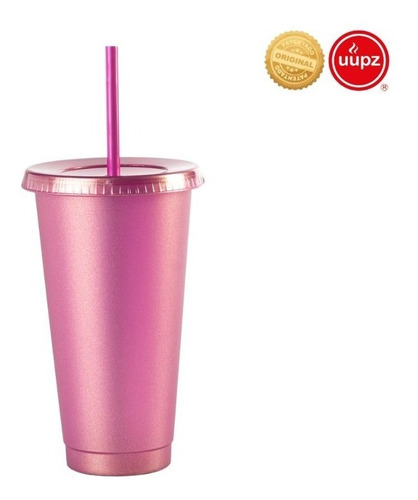 10 Vasos Reusables Con Popote Para Cafe Frio 24 Oz Color Morado Tornasol