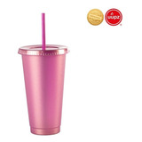 10 Vasos Reusables Con Popote Para Cafe Frio 24 Oz Color Morado Tornasol