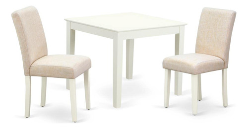 East West Furniture Oxab3-lwh-02 - Juego De Mesa De Comedor.