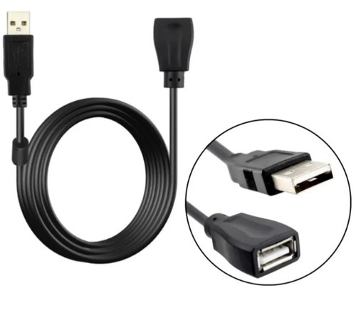 Cabo Extensor Usb Hi-speed 2.0 1,8 Metros 1,8m Cor Preto